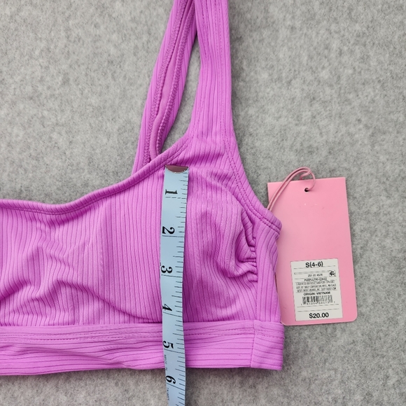 Stoney Clover Women Swim Top NWT Purple Size Small (4-6) Ribbed Cut Out Back - Picture 5 of 10